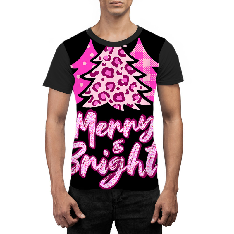 Merry And Bright Pink Christmas Tree, Pink Christmas Costume T Shirt Graphic T-shirt | Artistshot