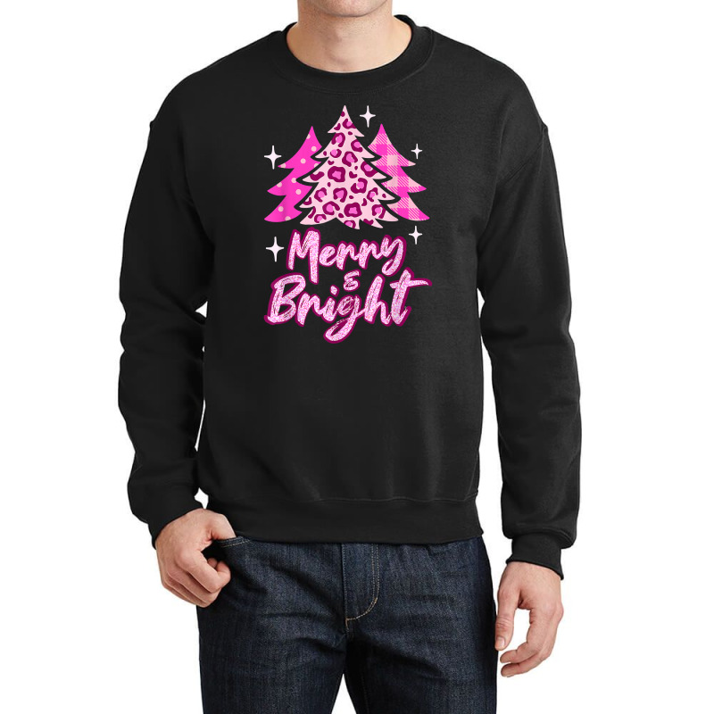 Merry And Bright Pink Christmas Tree, Pink Christmas Costume T Shirt Crewneck Sweatshirt | Artistshot