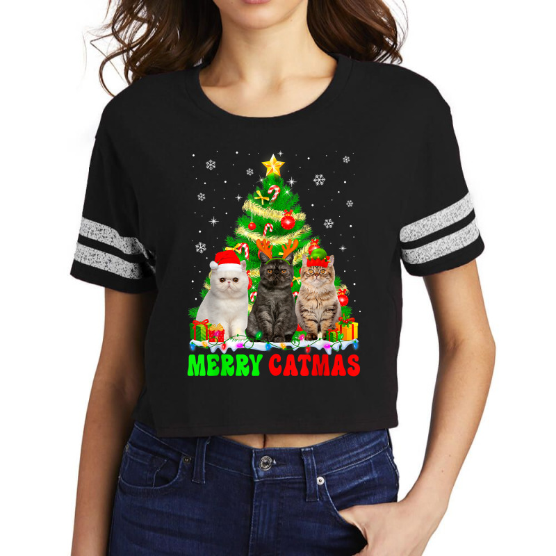 Funny Merry Catmas Exotic Shorthair Cat Mom Cat Dad Xmas Cat T Shirt Scorecard Crop Tee by luckenbg | Artistshot