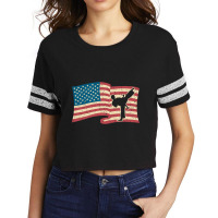 American Flag Karate Kick Silouette Design Scorecard Crop Tee | Artistshot