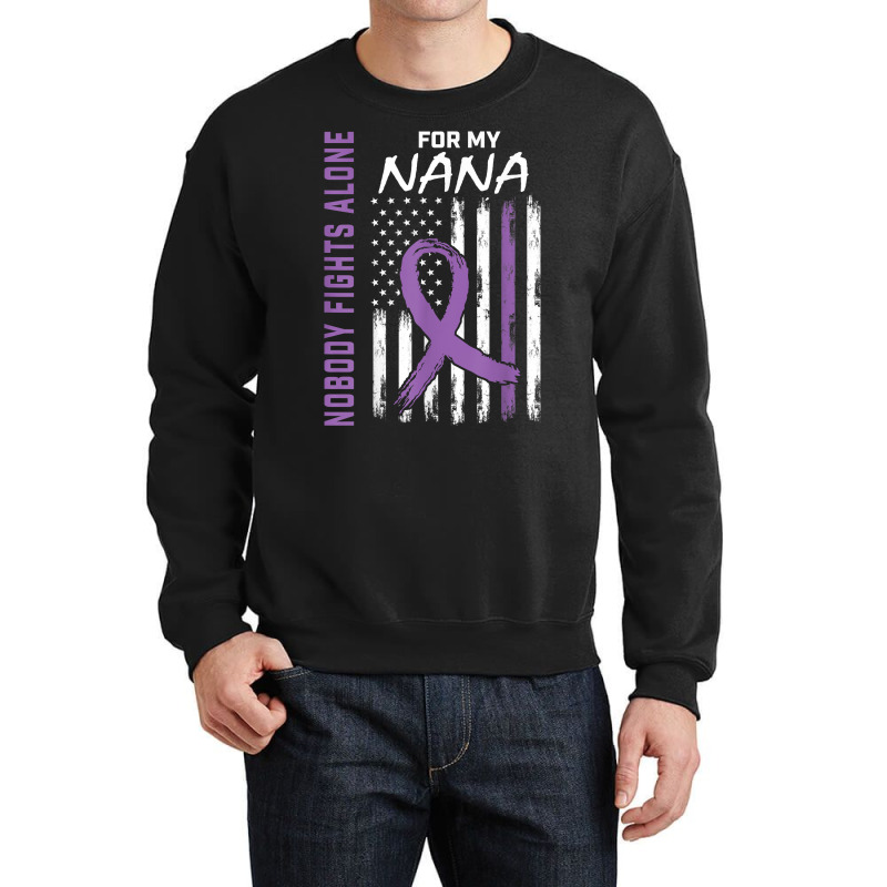 Nobody Fights Alone Nana Lupus Awareness American Flag Gifts T Shirt Crewneck Sweatshirt by mosesswabyhi | Artistshot