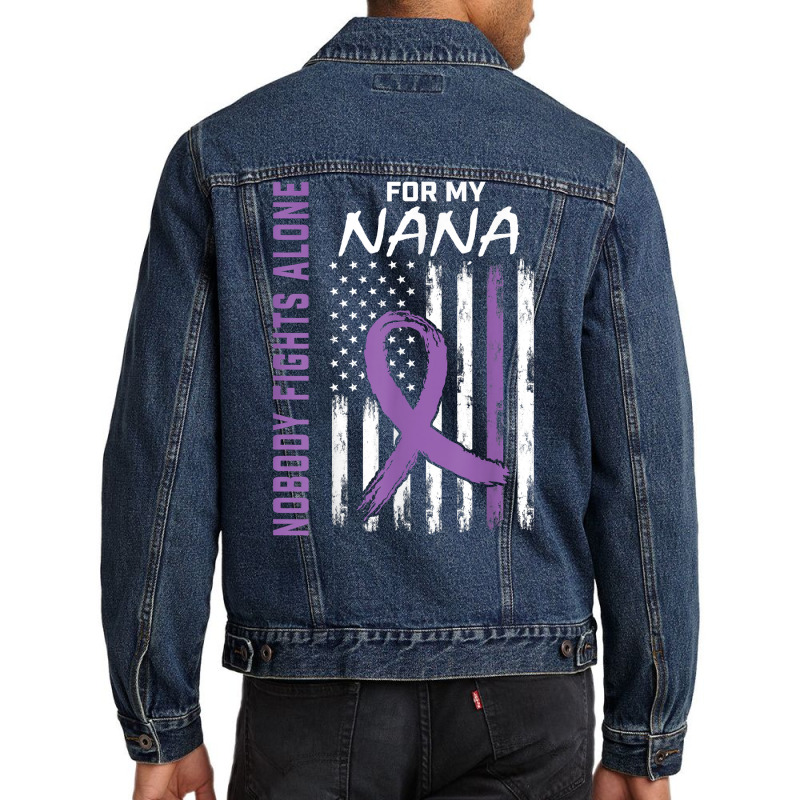 Nobody Fights Alone Nana Lupus Awareness American Flag Gifts T Shirt Men Denim Jacket by mosesswabyhi | Artistshot