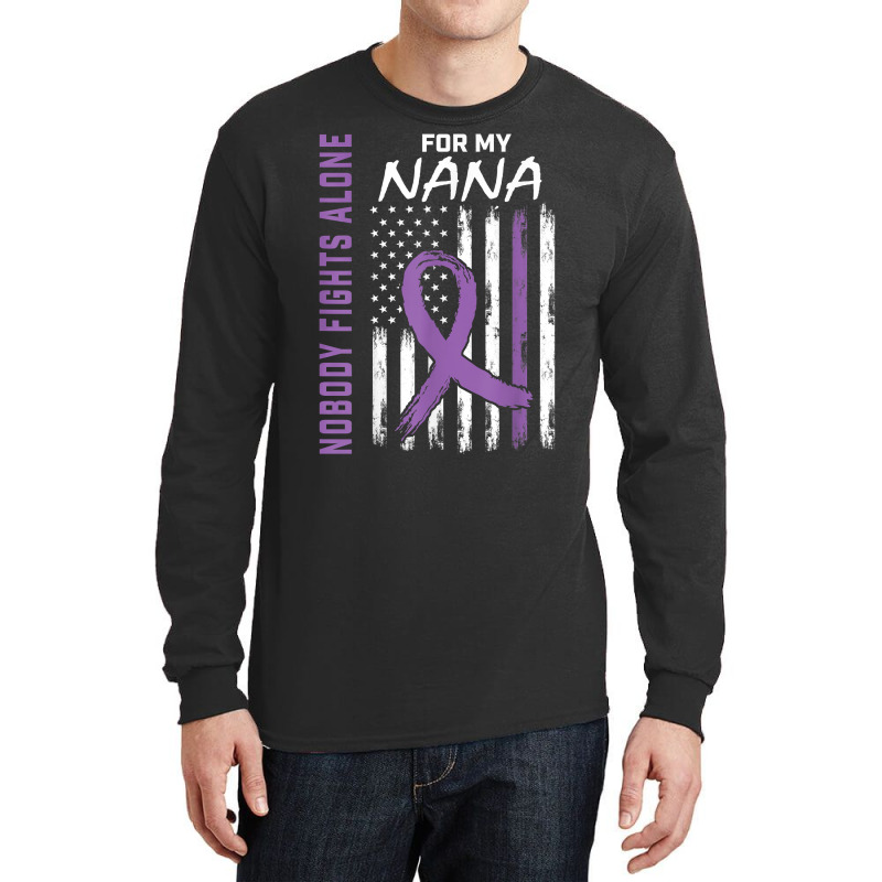 Nobody Fights Alone Nana Lupus Awareness American Flag Gifts T Shirt Long Sleeve Shirts by mosesswabyhi | Artistshot