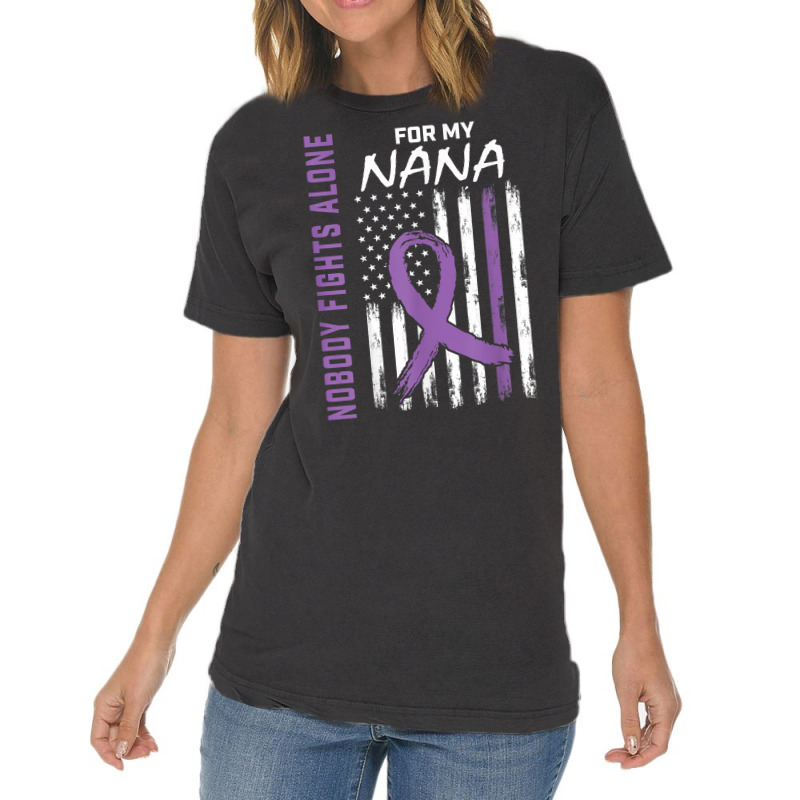 Nobody Fights Alone Nana Lupus Awareness American Flag Gifts T Shirt Vintage T-Shirt by mosesswabyhi | Artistshot