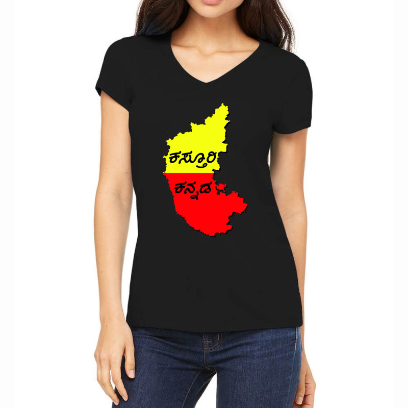 Kasturi Kannada Women's V-Neck T-Shirt by QUANVY | Artistshot