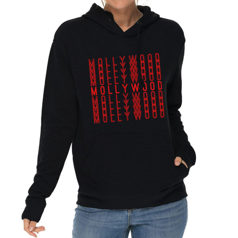 Mollywood Malayalam Indian Movies Repeating Red Text Gift Lightweight Hoodie by QUANVY | Artistshot