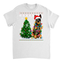 Ugly Australian Cattle Dog Santa Hat Christmas Tree Light Sweatshirt Classic T-shirt | Artistshot