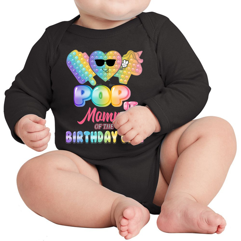 Mommy Of The Birthday Pop It Girl Bday Party Funny Long Sleeve Baby Bodysuit by fenderbendable | Artistshot