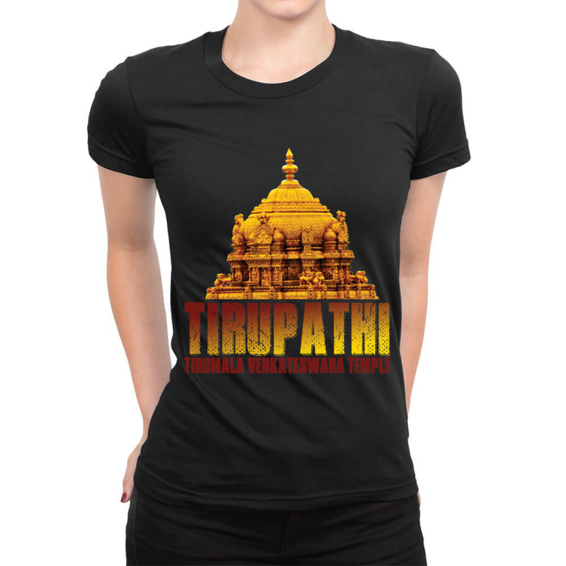 Tirupathi Tirumala Temple Ladies Fitted T-Shirt by QUANVY | Artistshot