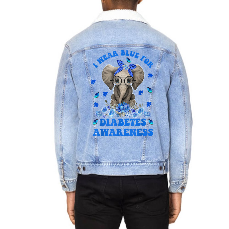 I Wear Blue For Diabetes Awareness Elephant Warrior Women T Shirt Unisex Sherpa-lined Denim Jacket | Artistshot