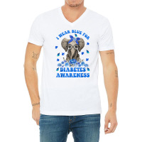 I Wear Blue For Diabetes Awareness Elephant Warrior Women T Shirt V-neck Tee | Artistshot