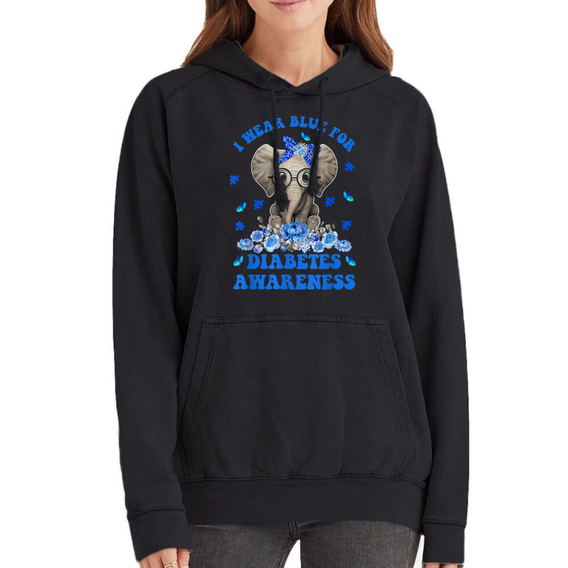 I Wear Blue For Diabetes Awareness Elephant Warrior Women T Shirt Vintage Hoodie | Artistshot