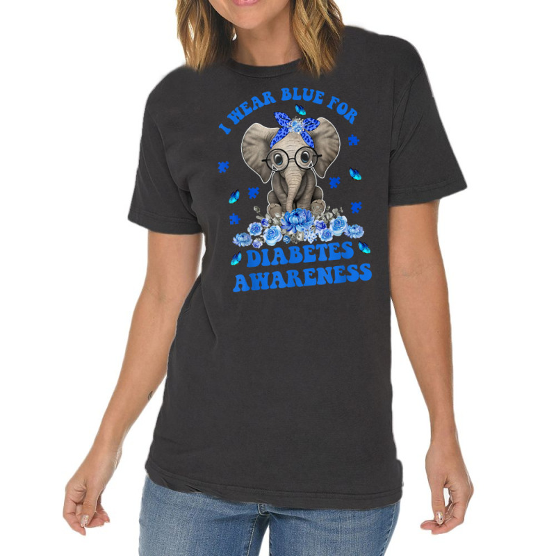 I Wear Blue For Diabetes Awareness Elephant Warrior Women T Shirt Vintage T-shirt | Artistshot