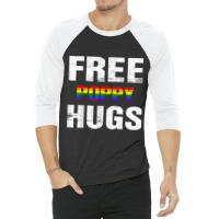 Mens Free Poppy Hugs Shirt Pride Gift Rainbow Flag Matching 3/4 Sleeve Shirt | Artistshot