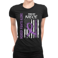 Nobody Fights Alone Niece Lupus Awareness American Flag T Shirt Ladies Fitted T-shirt | Artistshot