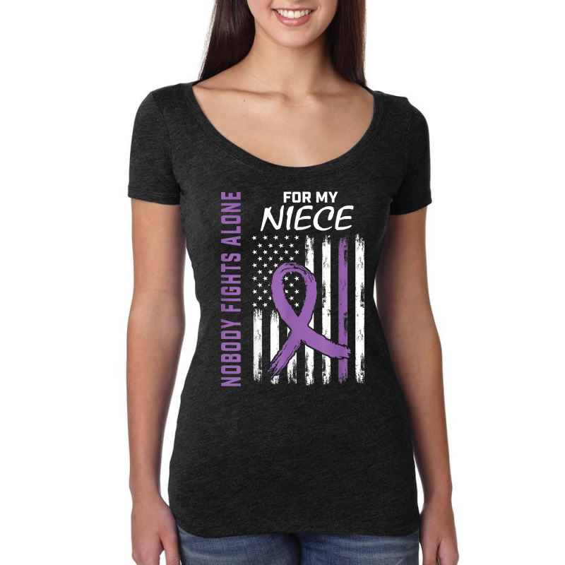 Nobody Fights Alone Niece Lupus Awareness American Flag T Shirt Women's Triblend Scoop T-shirt by chipbeltzox | Artistshot