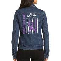 Nobody Fights Alone Niece Lupus Awareness American Flag T Shirt Ladies Denim Jacket | Artistshot