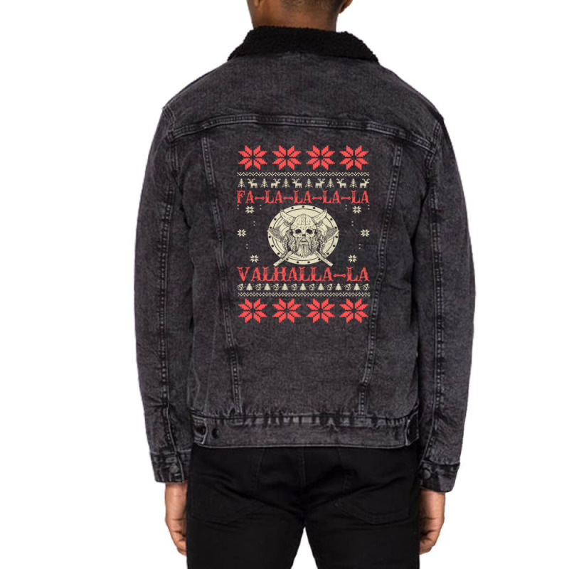 Merry Viking Ugly Christmas Sweater Funny Tshirt Unisex Sherpa-lined Denim Jacket | Artistshot