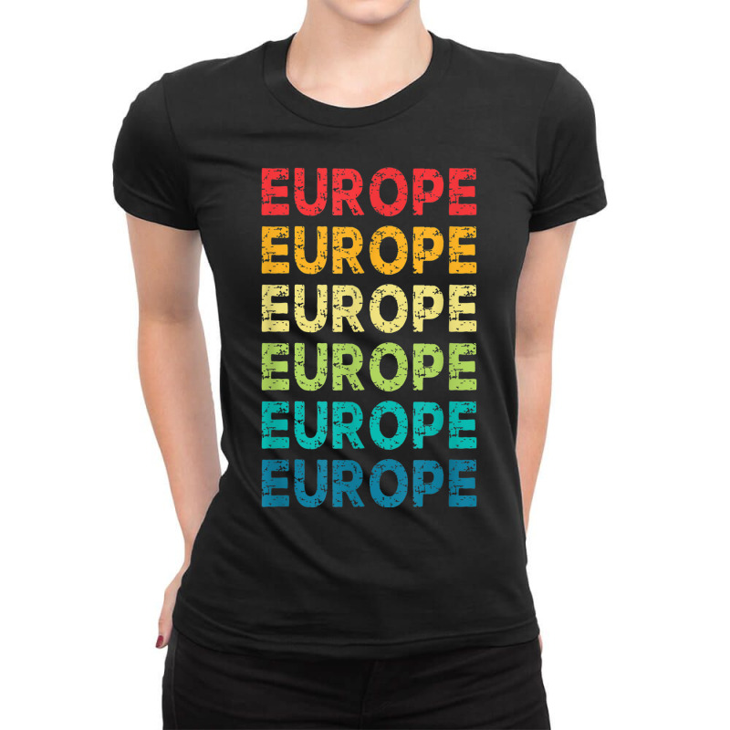 Europe I Love To Travel Abroad Paris France England Ladies Fitted T-Shirt by ALVAILLONJ | Artistshot