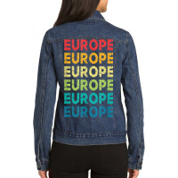 Europe I Love To Travel Abroad Paris France England Ladies Denim Jacket | Artistshot