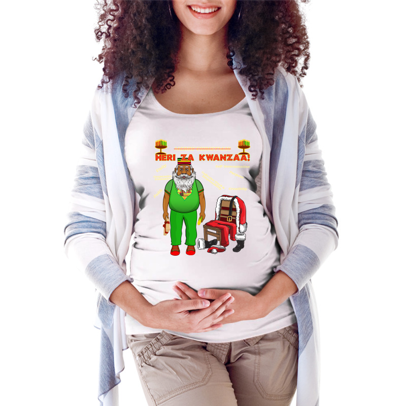 Cool Kwanzaa Holiday Seven Principles Santa Outfit Dad Men Sweatshirt Maternity Scoop Neck T-shirt by kadejahdomenick | Artistshot