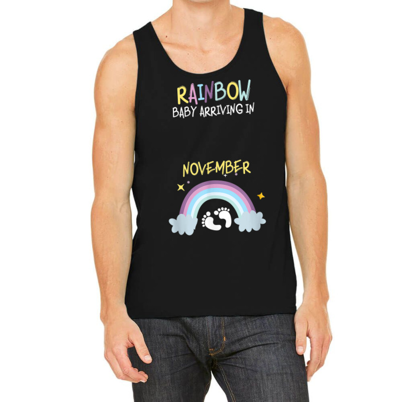 Pregnancy Announcement Rainbow Baby Arriving In November Tank Top by KEVINHAVEZ | Artistshot