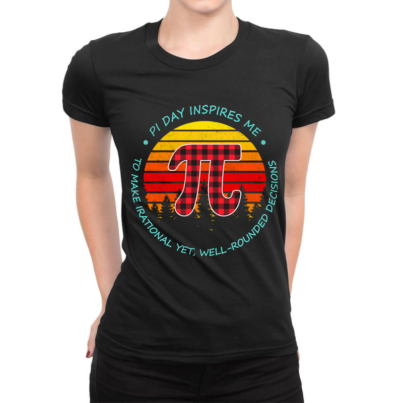 Pi Digits Buffalo Red Plaid Vintage Math Teacher Happy Pi Day Ladies Fitted T-Shirt by Jankonen637 | Artistshot