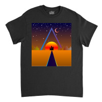 Retro Sunset, Triangle And Moon, Retro Landscape Classic T-shirt | Artistshot