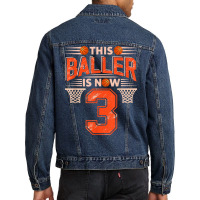 3rd Birthday Sport 3 Years Old Basketball 3 Boys Kids T Shirt Men Denim Jacket | Artistshot