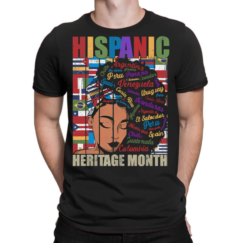 Latina Woman Art Hispanic Heritage Month Latin Country Flags 188 T-Shirt by stress | Artistshot