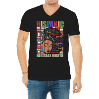 Latina Woman Art Hispanic Heritage Month Latin Country Flags 188 V-neck Tee | Artistshot