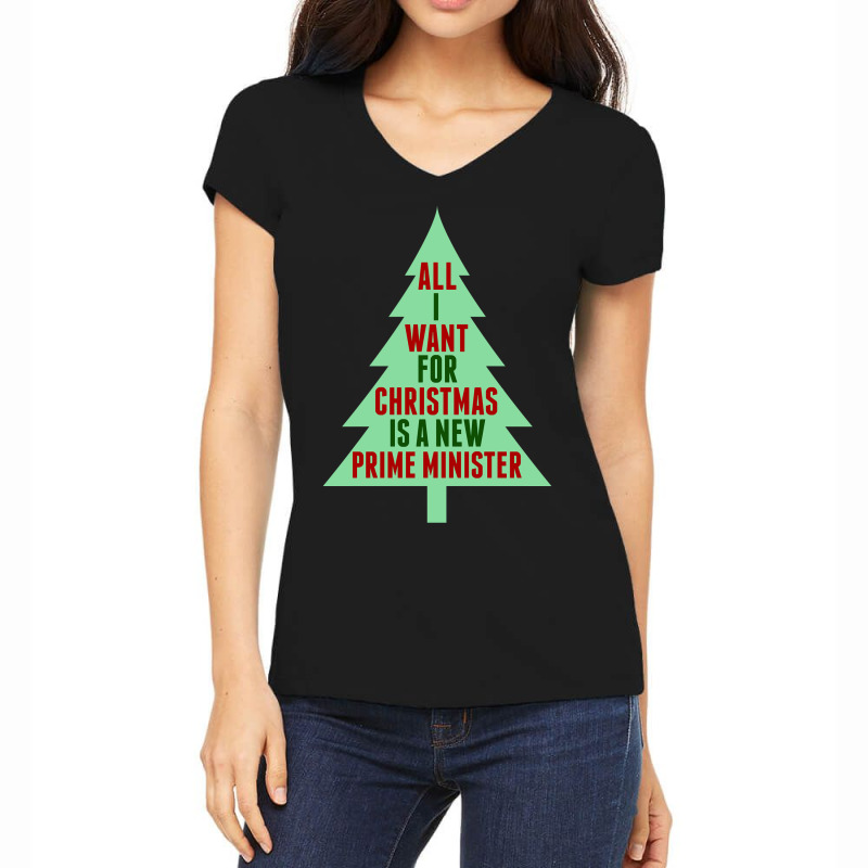 All I Want For Christmas Is A New Prime Minister Women's V-Neck T-Shirt by Min06 | Artistshot