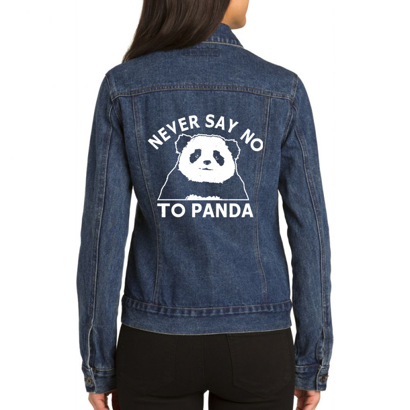 Never Say No To Panda Ladies Denim Jacket by Min08 | Artistshot