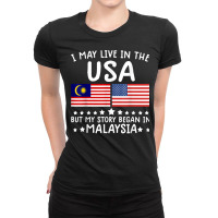 Malaysian Roots Shirt Half American Flag Malaysiaflag Tee T Shirt Ladies Fitted T-shirt | Artistshot