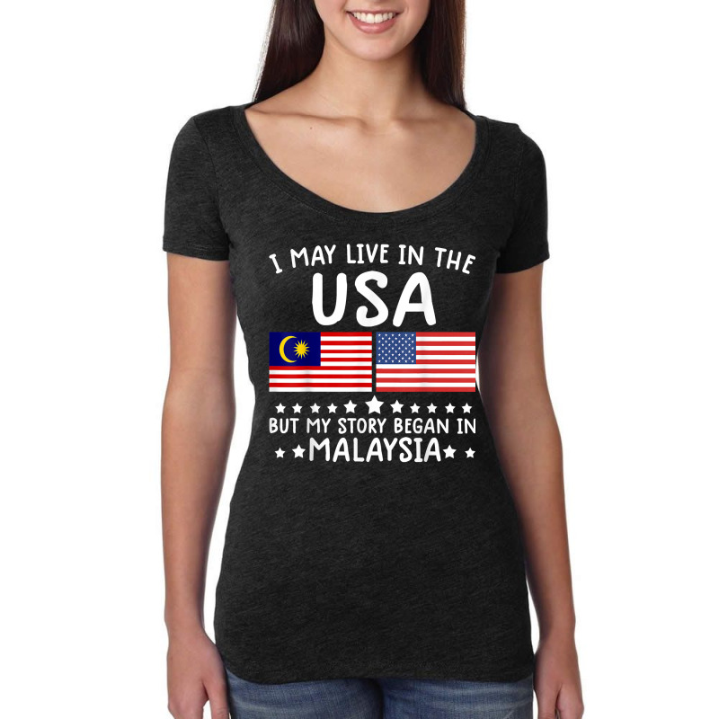 Malaysian Roots Shirt Half American Flag Malaysiaflag Tee T Shirt Women's Triblend Scoop T-shirt by mintywotm | Artistshot