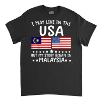 Malaysian Roots Shirt Half American Flag Malaysiaflag Tee T Shirt Classic T-shirt | Artistshot