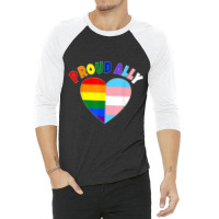 Proud Ally Lgbt Rainbow Heart Tee  Gay Pride Month 3/4 Sleeve Shirt | Artistshot