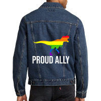 Proud Ally Pride Shirt Gay Lgbt Day Month Dino Rainbow Men Denim Jacket | Artistshot