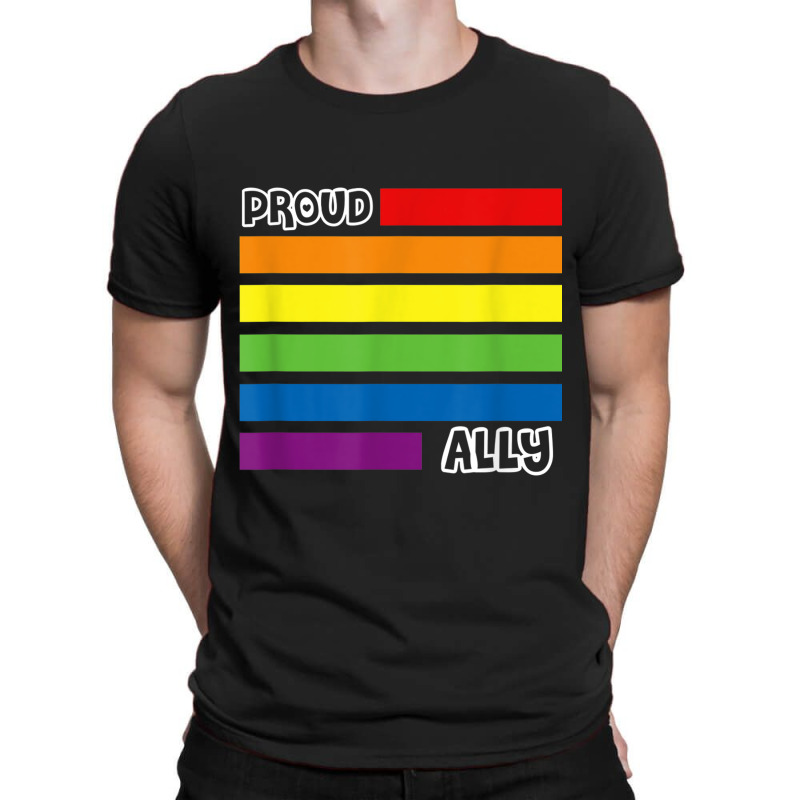 Proud Ally Pride Shirt Gay Lgbt Day Month Flag Rainbow T-shirt | Artistshot