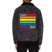 Proud Ally Pride Shirt Gay Lgbt Day Month Flag Rainbow Unisex Sherpa-lined Denim Jacket | Artistshot