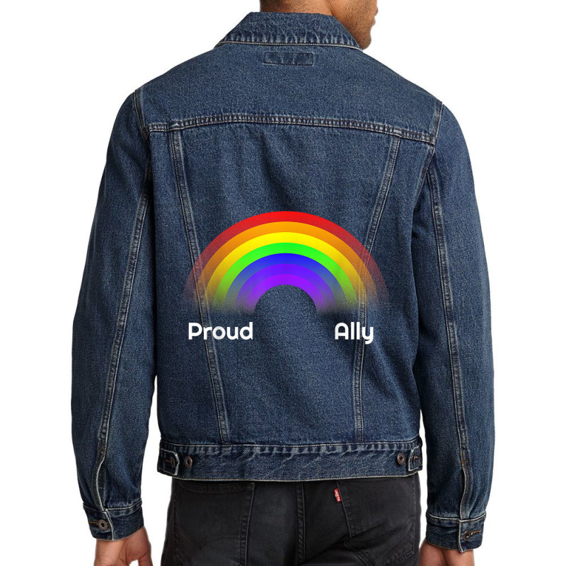 Proud Ally Rainbow Lgbt Gay Pride Day Month Parade Men Denim Jacket | Artistshot