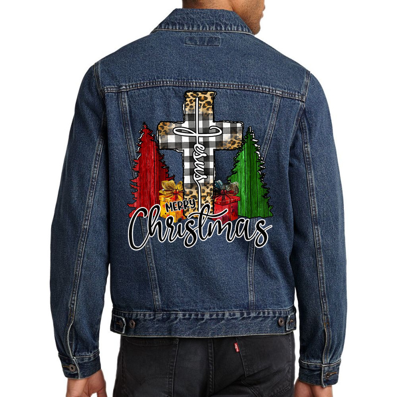 Merry Christmas Buffalo Plaid God Jesus Faith Cross T Shirt Men Denim Jacket | Artistshot