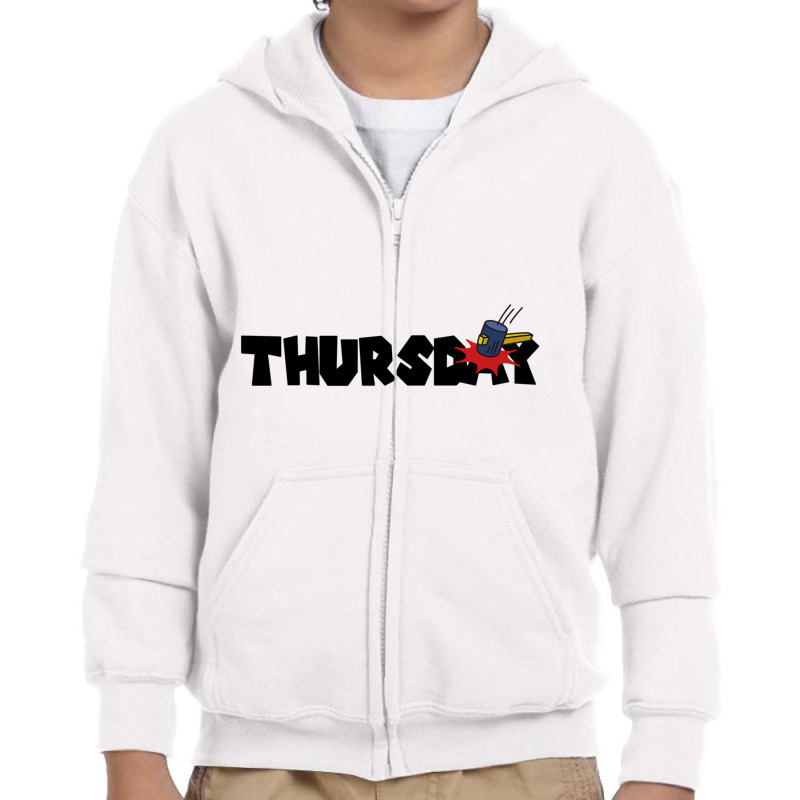 Thursday Text Youth Zipper Hoodie by robet | Artistshot