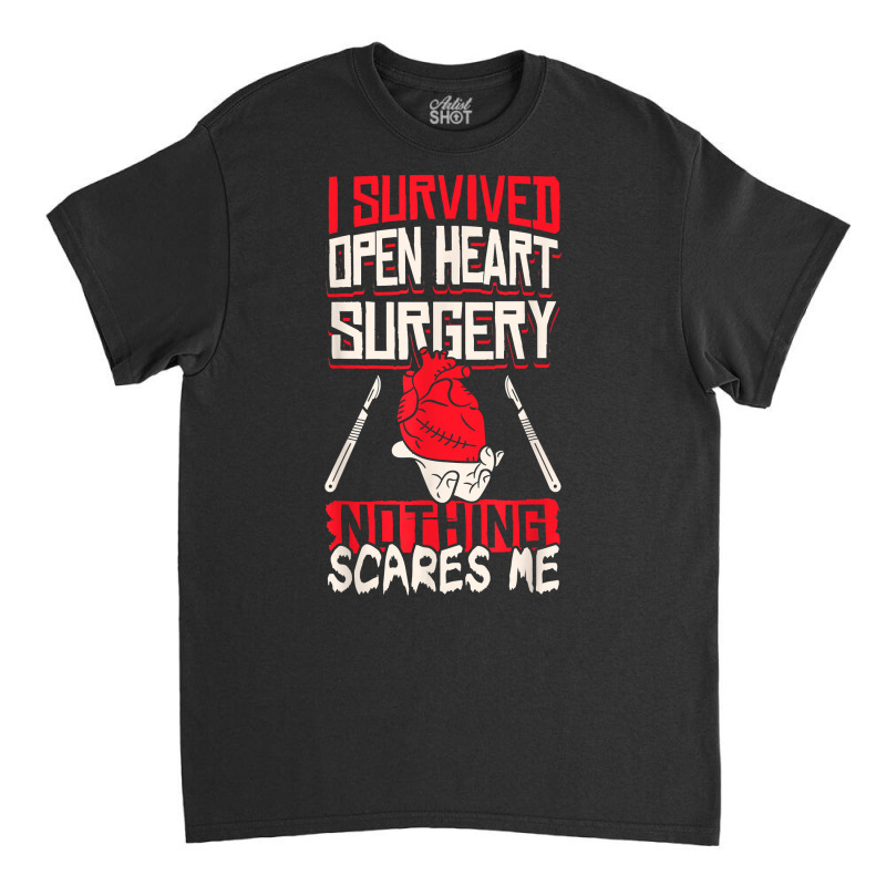 Open Heart Surgery Bypass Awareness Heart I Survived Open T Shirt Classic T-shirt | Artistshot