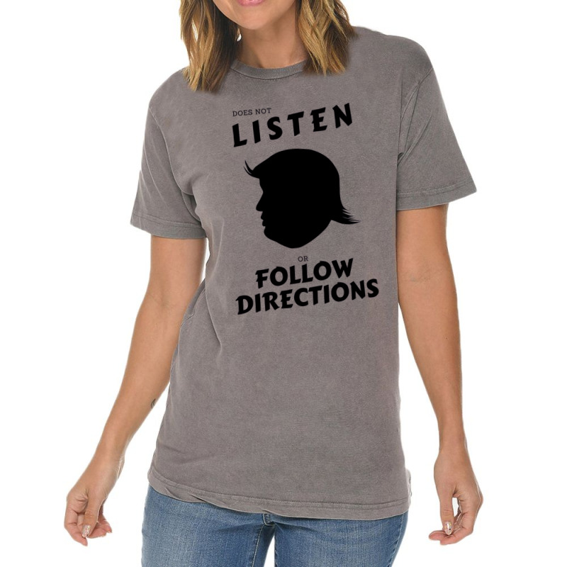 Does Not Listen Or Follow Directions Trump Silhouette Active Vintage T-shirt | Artistshot