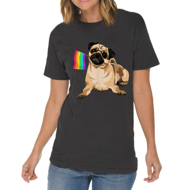 Pug Dog Rainbow Flag Lgbt T Shirt Gay Pride Vintage T-shirt | Artistshot