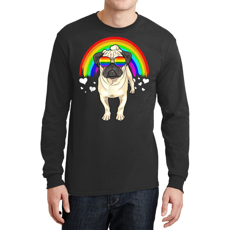 Pug Dog With Rainbow Sunglasses Gay Pride Lgbt  Gifts Long Sleeve Shirts | Artistshot