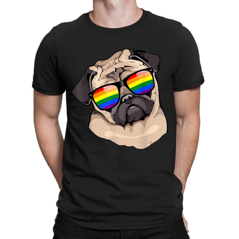 Pug Face Rainbow Sunglasses Gay Pride Lgbt  Gifts T-shirt | Artistshot