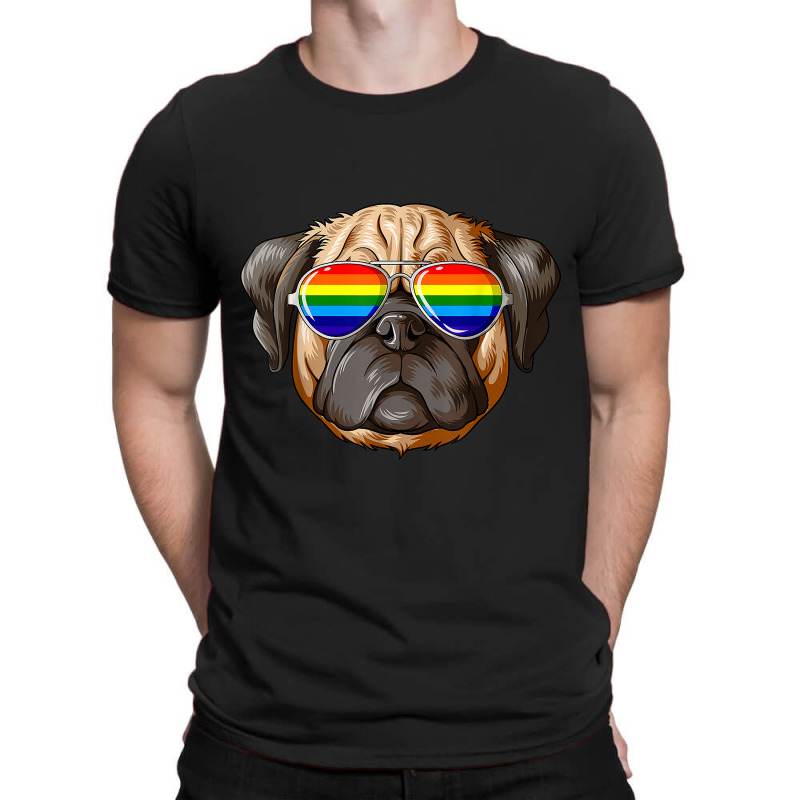 Pug Gay Pride Flag Lgbt Rainbow Sunglasses Pug T-shirt | Artistshot