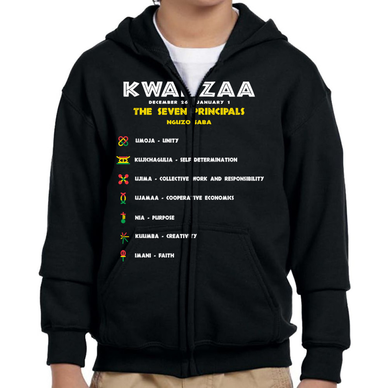 Seven Principles Of Kwanzaa   African American Celebration Sweatshirt Youth Zipper Hoodie by adam.troare | Artistshot